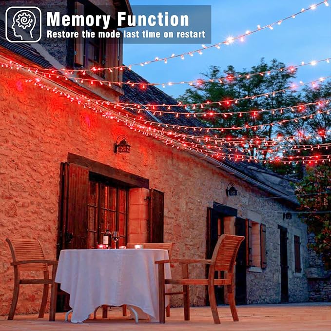 800 LED Christmas Lights Outdoor Indoor, String Lights for Outside with 8 Modes Waterproof, Plug in Twinkle Light Clear Wire for Bedroom Tree, Wedding, Garden, Party Decorations, Red