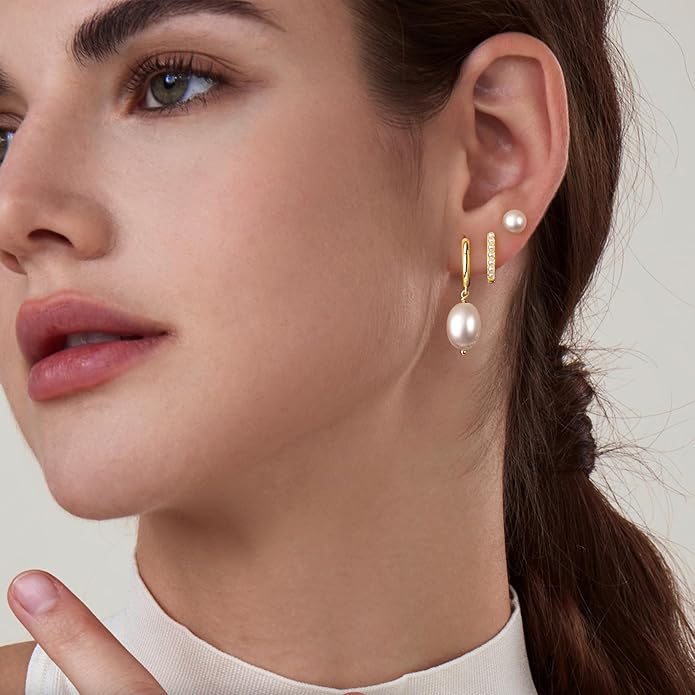 Small Gold Huggie Hoop Earrings Set for Women Men Hypoallergenic 14K Plated Stack Cartilage Earrings, Multiple Piercing Lightweight Mini Thin Cute Dainty Trendy Jewelry Set Christmas Gifts for Women