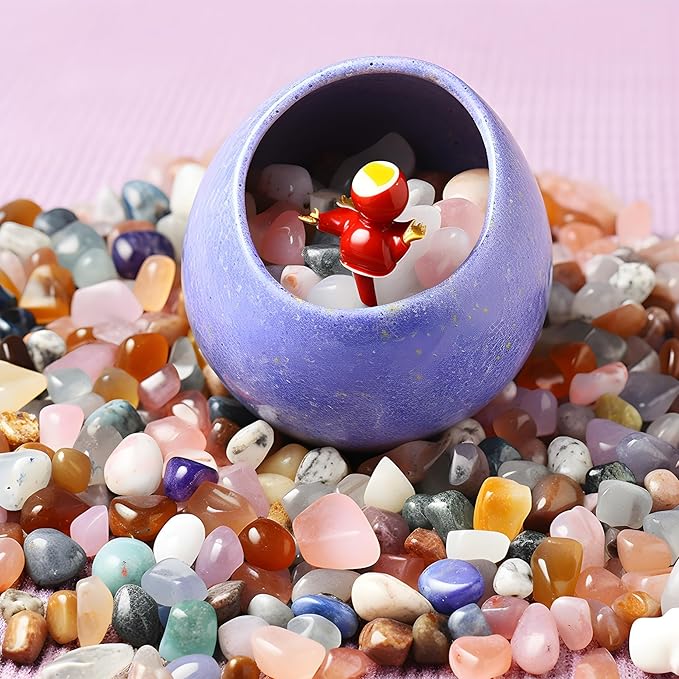 Polished Mixed Crystal Chips 200 Pcs - 0.3" Tumbled Stone Chips Crushed Sea Glass Stones Healing Reiki Crystal Making Home Decoration
