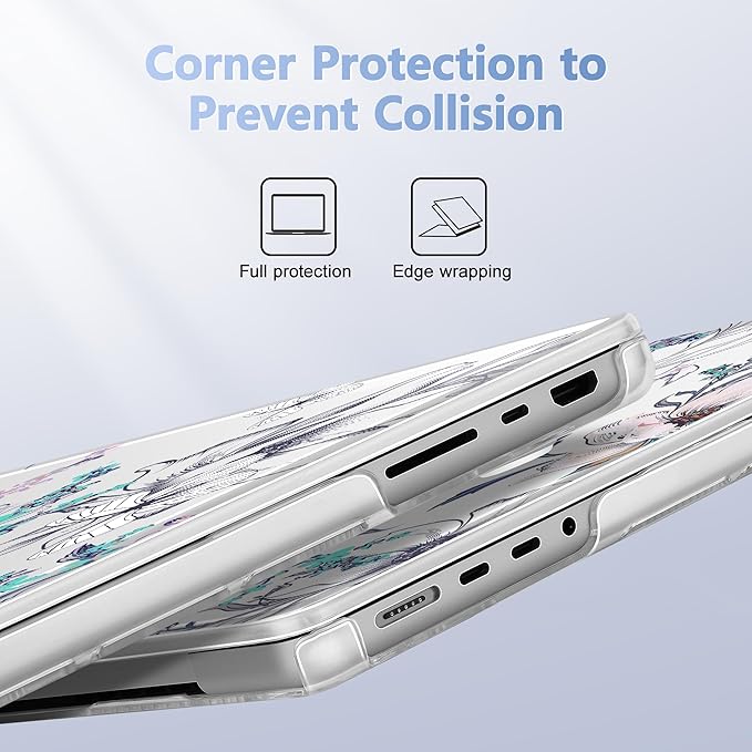 for MacBook Pro 16 inch Case 2021 2022 2023 2024 Release A3186 A3403 M4 A2991 M3 A2780 M2 A2485 M1 Pro/Max, Hard Shell Case with Screen Protector & Keyboard Cover, Floral C319