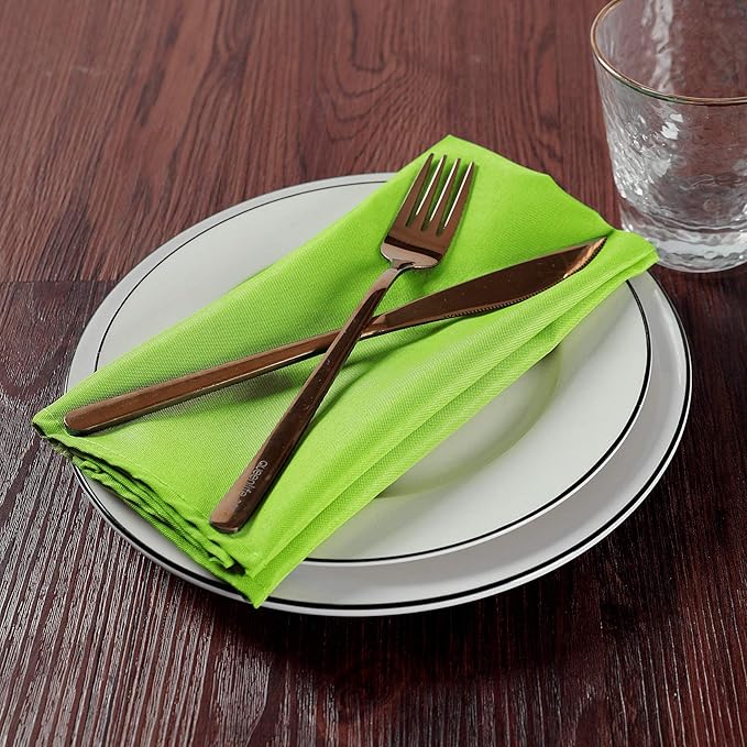 Cupuamon Cloth Napkins 20x20 inch Washable Polyester Dinner Napkins Soft Table Napkins for Wedding Party Dining Banquet(Apple Green,25PCS)