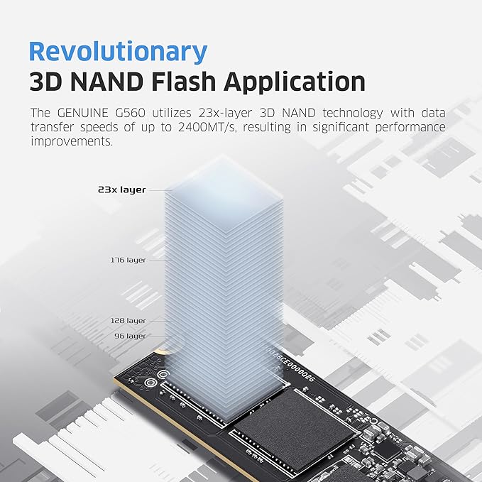 KLEVV Genuine G560 4TB M.2 2280 NVMe PCIe Gen5x4 Internal SSD Heatsink Included, up to 14000MB/s with DRAM Cash (K04TBM2SP0-G56)