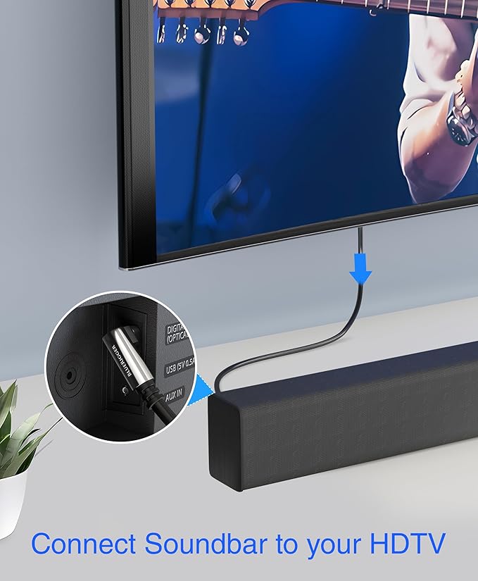 BlueRigger Optical Audio Toslink Cable - 15FT (90 Degrees Optical Cable for Soundbar, 360 Degree Rotatable Right Angle, S/PDIF Digital Toslink) - Fiber Optic Compatible with HDTV, Game Console, DVR
