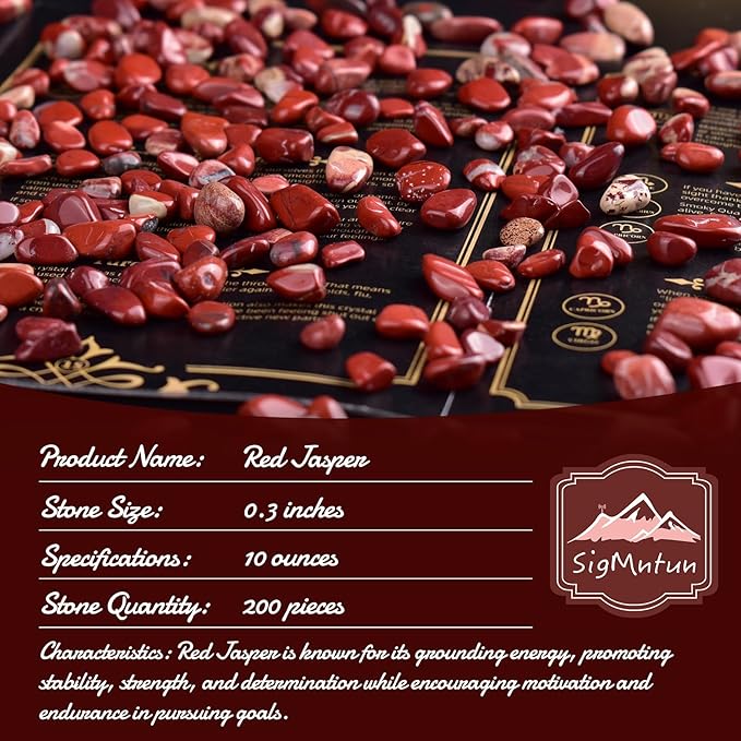 Polished Red Jasper Crystal Chips 200 Pcs - 0.3" 10 oz Tumbled Stone Chips Crushed Sea Glass Stones Healing Reiki Crystal Jewelry Making Home Decoration