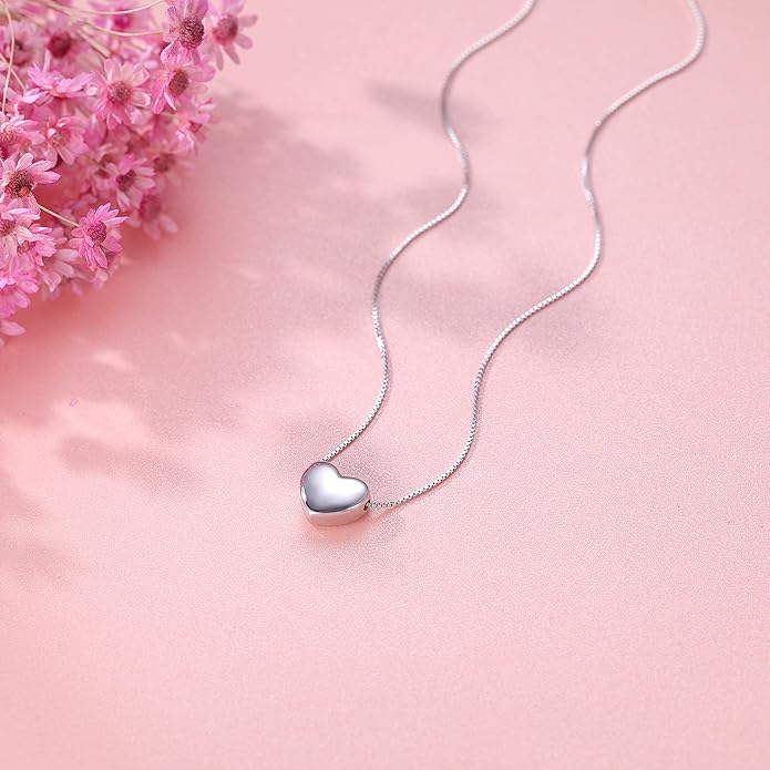 SLUYNZ Genuine 925 Sterling Silver Tiny Love Heart Pendant Necklace for Women Simple Sweet Heart Choker Necklace