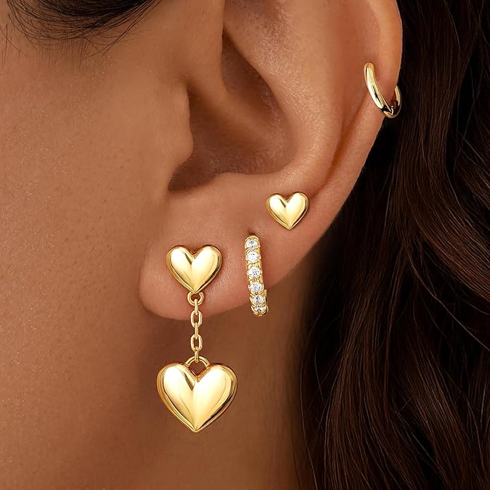 Small Gold Huggie Hoop Earrings Set for Women Men Hypoallergenic 14K Plated Stack Cartilage Earrings, Multiple Piercing Lightweight Mini Thin Cute Dainty Trendy Jewelry Set Christmas Gifts for Women