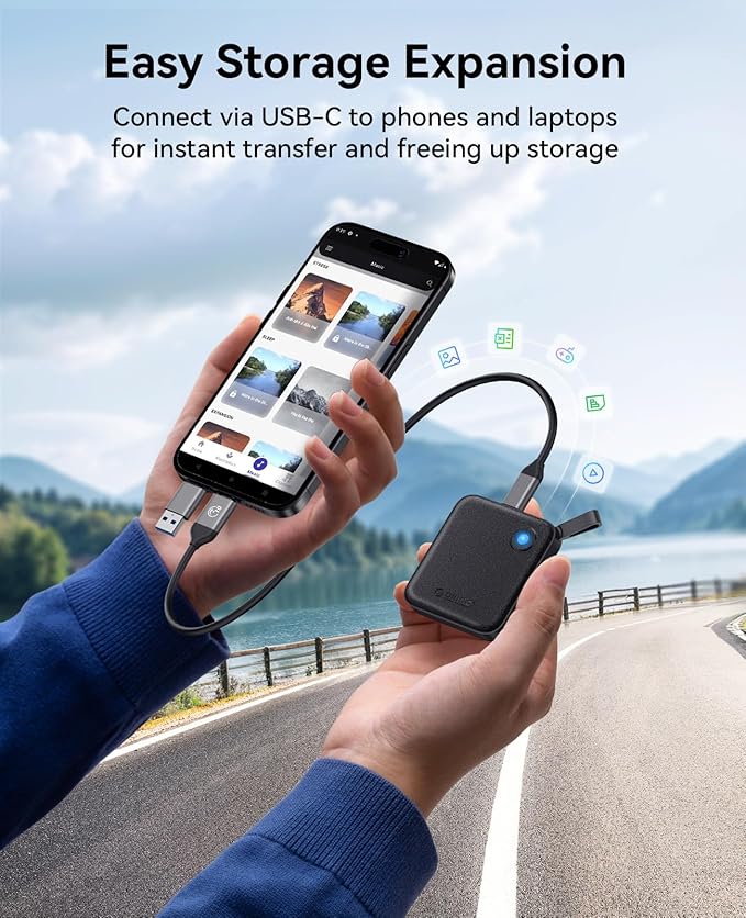 ORICO Portable SSD 2 TB with 2 in 1 USB C Cable, External Solid State Drives, Up to 460MB/s, Status Indicator, Reliable Storage for USB-C Smartphone, Tablet, PC - B5PLUS