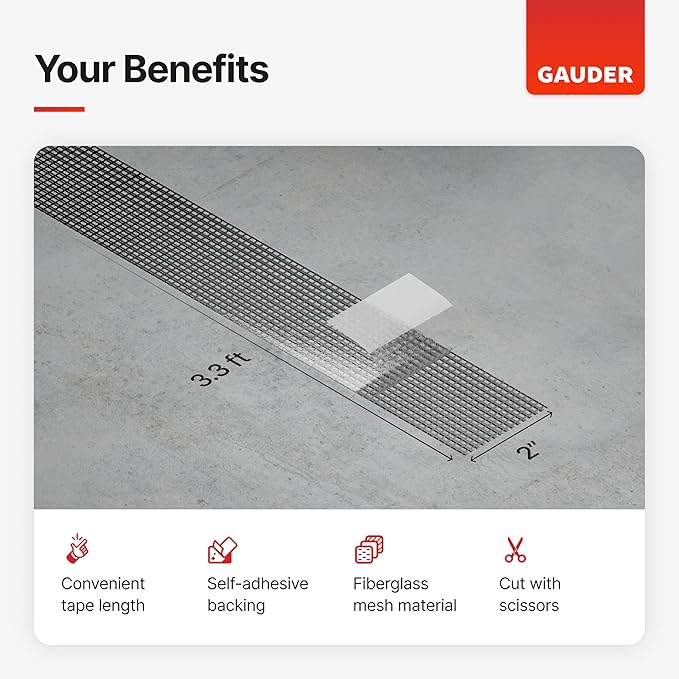 GAUDER Fly Screen Repair Tape - Insect Screen Repair Set Made from Fiberglass Self-Adhesive - Patch for Door, Porch Door and Window (3.3 ft x 2 inches - Black)