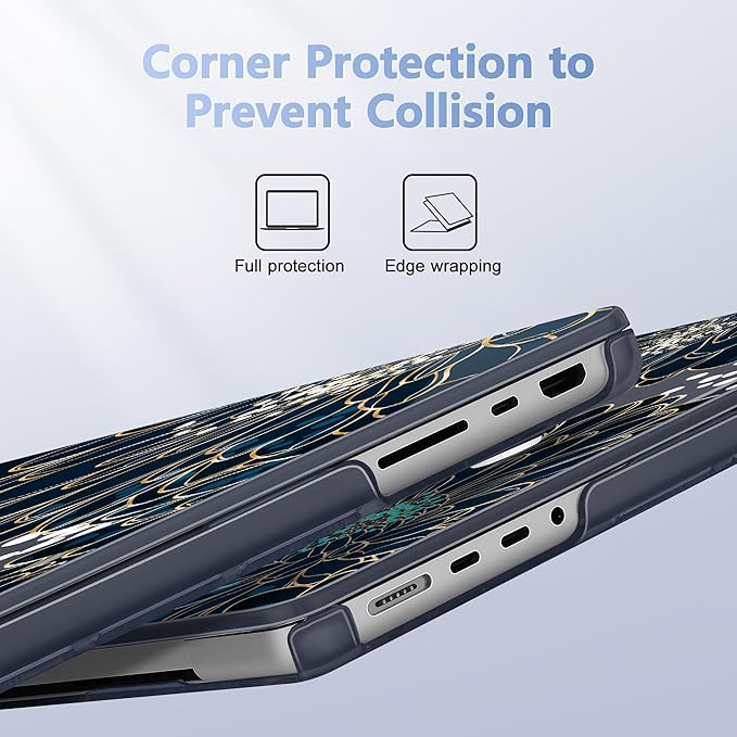 for MacBook Pro 16 inch Case 2021 2022 2023 2024 Release A3186 A3403 M4 A2991 M3 A2780 M2 A2485 M1 Pro/Max, Hard Shell Case with Screen Protector & Keyboard Cover, Luxury Floral