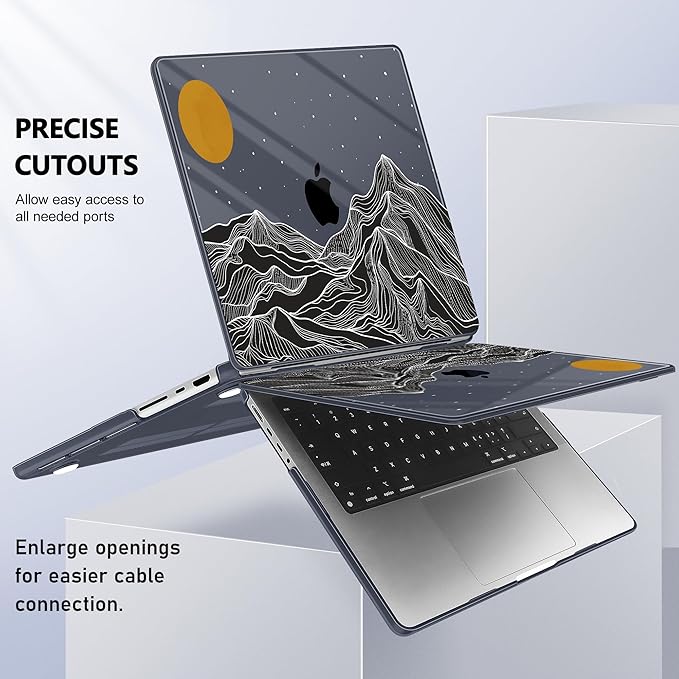 for MacBook Pro 16 inch Case 2021 2022 2023 2024 Release A3186 A3403 M4 A2991 M3 A2780 M2 A2485 M1 Pro/Max, Hard Shell Case with Screen Protector & Keyboard Cover, Mountain
