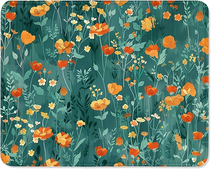 ITNRSIIET Mouse Pad with Stitched Edge Premium Textured Smooth Precise Operation Waterproof Washable Non-Slip Rubber Base Desktop Protection Mat, 10.2×8.3×0.12 inches, Beautiful Flowers