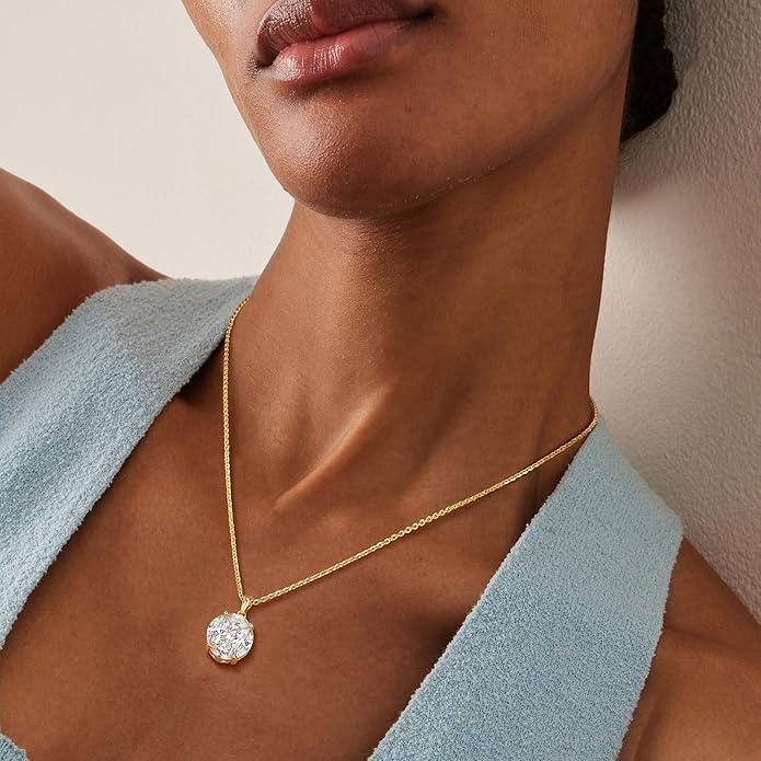 Fettero Christmas Necklace for Women Trendy 14K Gold Plated Dainty Diamond Necklace Charm CZ Clover Star Pendant Necklaces Simple Jewelry Gold Necklace for Women