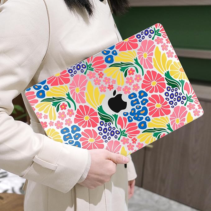 MEEgoodo Case for MacBook Pro 13 inch Case 2022 2021 2020 New A2338 M2/M1 A2251 A2289, Laptop Hard Shell with Keyboard & Camera Cover Compatible with 13 inch MacBook Pro, Groovy Flower