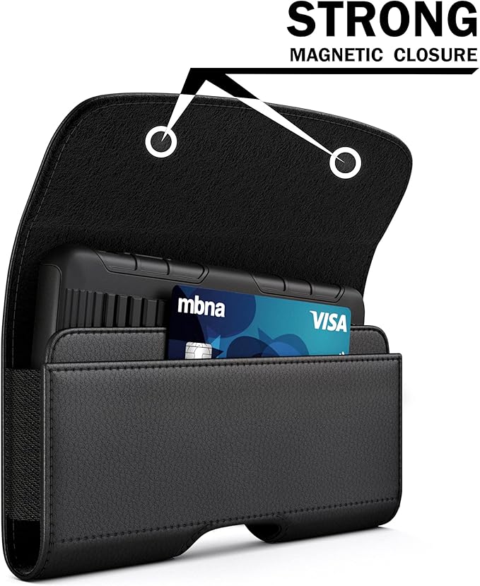 Holster for Samsung Galaxy Ultra S25 S24 S23 S22 S21 Note 20, Google Pixel 8 9 Pro XL – Extra Large Cell Phone Belt Holder Case with Clip, ID Card Pouch - Black