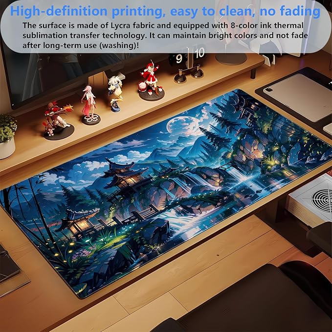 Cloud and Moon Forest Design Extra-Large Gaming Desk Mat XL Extended Keyboard and Mouse Pad for Computer, Laptop, Desktop - 31.5'' x 15.7'' Desk Decor