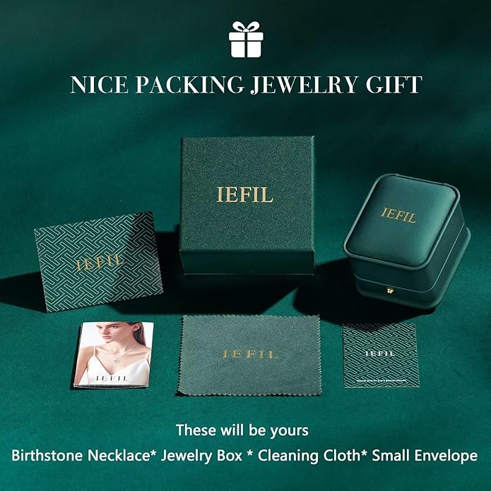 Iefil Valentines Day Gifts for Her - 925 Sterling Silver Birthstone Clover Necklace for Women, Anniversary Birthday Gifts for Wife Girlfriend Mom Daughter