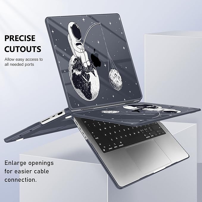 for MacBook Pro 16 inch Case 2021 2022 2023 2024 Release A3186 A3403 M4 A2991 M3 A2780 M2 A2485 M1 Pro/Max, Hard Shell Case with Screen Protector & Keyboard Cover, Astronaut Enjoy