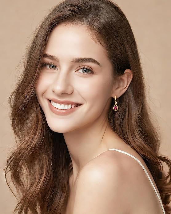 FANCIME Valentines Day Gift Dangle Drop Earrings 925 Sterling Silver Dainty Infinity Round Gemstone Birthstone Jewelry Birthday Gifts for Her Women