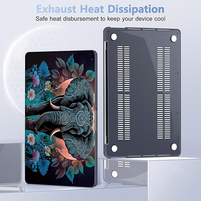May Chen Compatible with MacBook Pro 13 inch Case 2022 2021 2020 Release Models A2338 M2 M1 A2251 A2289, Plastic Hard Shell Case for MacBook Pro 13 Inch with Touch Bar Fits Touch ID, Elephant