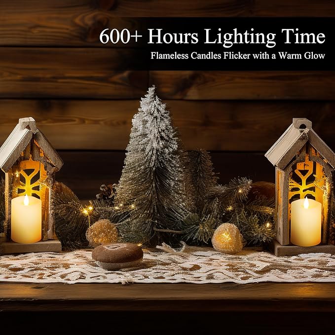 3x4 Flickering Flameless Candles Set of 2,Real Wax LED Battery Candles,with Timer,4 inch Flameless Candles with Remote,Battery Operated Candles,for Wedding Holiday Home Decor,Ivory