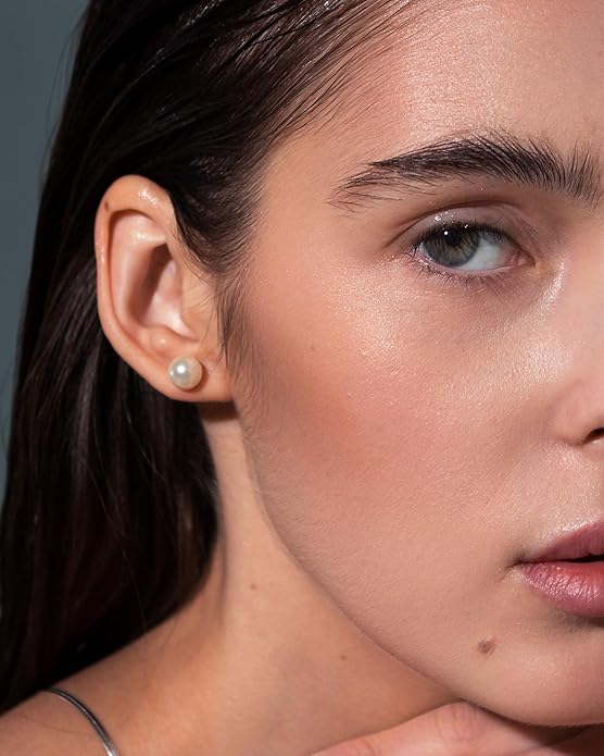 Cultured Freshwater Pearl Stud Earrings, 14K Gold Plated S925 Silver Women Pearl Stud, Gift for Birthday Mothers Day, Christmas, Anniversary