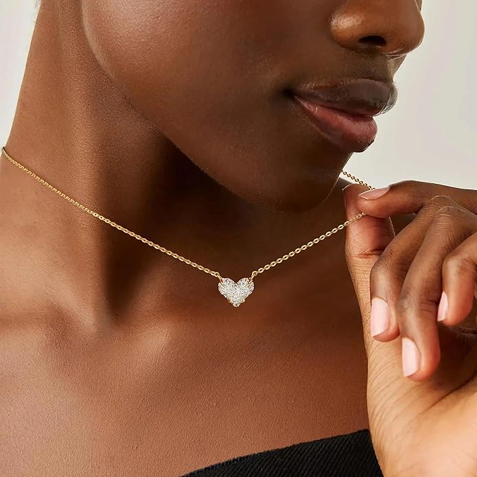 Fettero Christmas Necklace for Women Trendy 14K Gold Plated Dainty Diamond Necklace Charm CZ Clover Star Pendant Necklaces Simple Jewelry Gold Necklace for Women