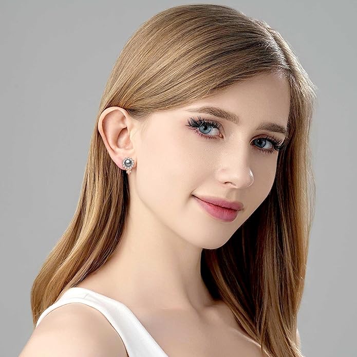 EVEVIC Austrian Crystal Pearl Clip On Earrings for Women Non Pierced Earings 14K Gold Plated Hypoallergenic Jewelry