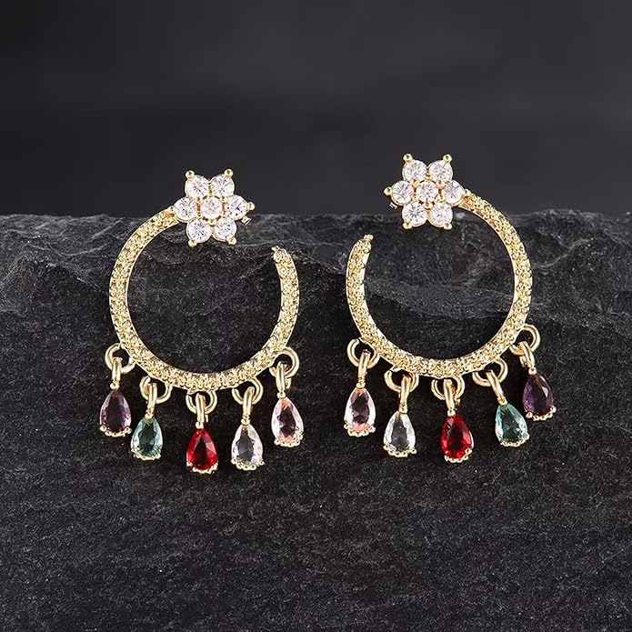 Gold Flower Statement Earrings for Women, Large Chunky Bohomian Summer Beach Floral Earring, Irregular Bold Exaggerated Earrings