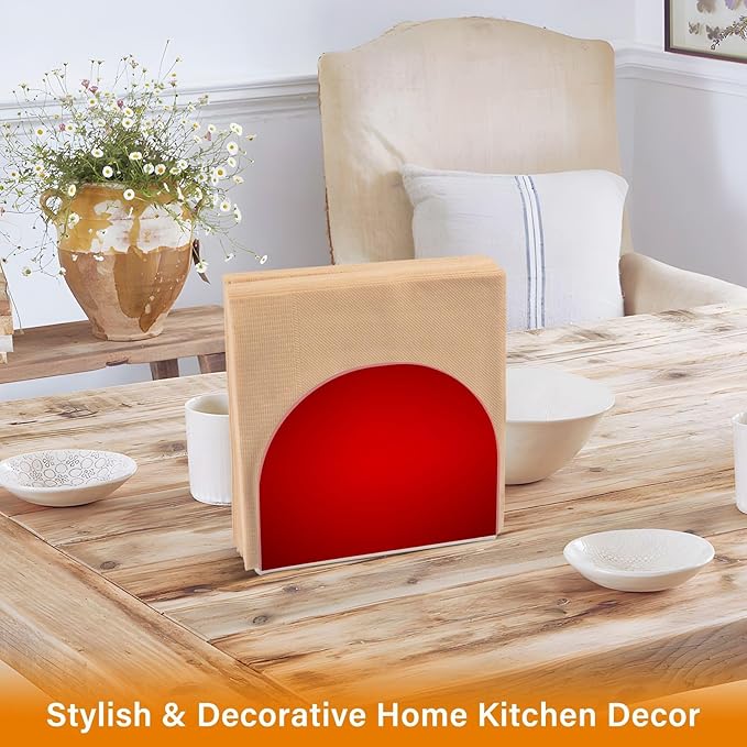 Napkin Holder, Plain Red Solid Color Napkin Holder for Table Standing Napkin Holders for Table, Kitchen & Dining Room Decor
