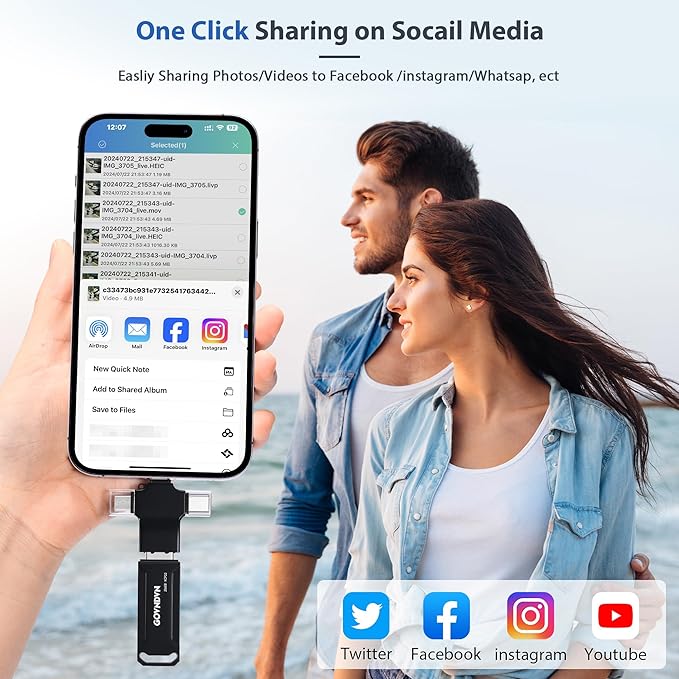 Photo Stick 256GB Real Capacity iStore Pro, 4-in-1 Auto Backup All Devices Flash Drive for iPhone Photos/Videos/Contacts, Easy Store Memory and Thumb Drive for iPhone 16/15/14/13/12, iPad, Android, PC