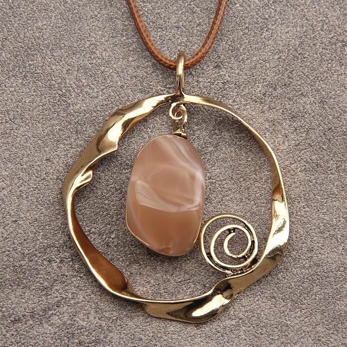 GelConnie Boho Necklaces for Women Vintage Silver Circles Long Pendant Necklace Cowgirl Sweater Necklace Adjustable Leather Choker Necklace for Women
