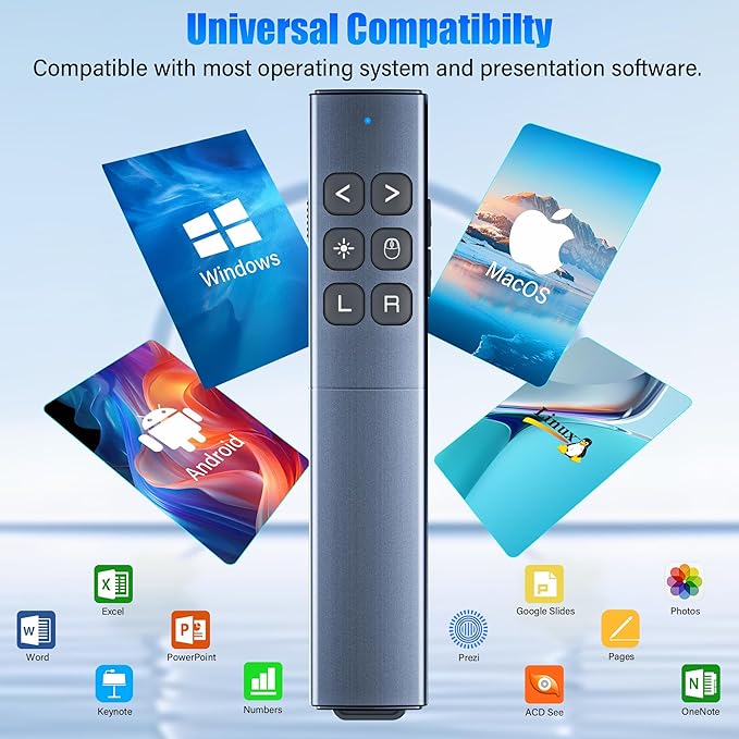 Presentation Clicker with Air Mouse - USB C Wireless Presenter Remote Clicker with Laser Pointer, RF 2.4GHz PowerPoint Clicker for Presentation, Computer Pointer Clicker Slide Advancer for Mac,Laptop