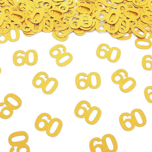 Gold Glitter 60th Bithday Confetti - Number 60 for Birthday, Anniversary Table Confetti Party Supplies, 60 Fabulous Decoration