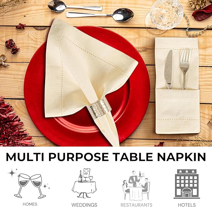 Homidate Cloth Dinner Napkins – Machine Washable Reusable Fabric Napkins for Weddings, Parties & Table Decorations