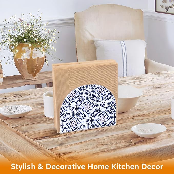 Napkin Holder, Blue and White acrylic Napkin Holder for Table Standing Napkin Holders for Table, Kitchen & Dining Room Decor