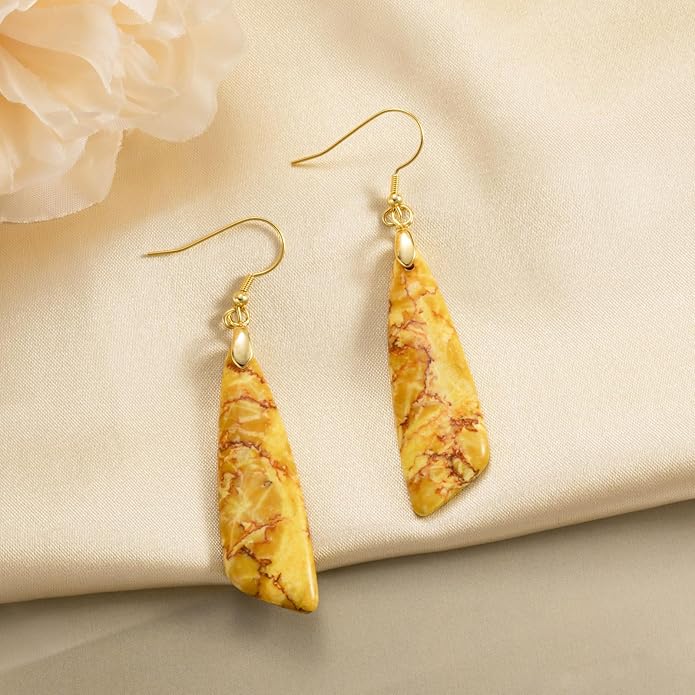 SELOVO Jasper Stone Earrings for Women Trendy Dangle Earrings Fishhook Drop Earrings