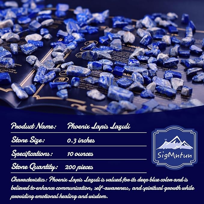 Polished Lapis Lazuli Crystal Chips 200 Pcs - 0.3" 10 oz Tumbled Stone Chips Crushed Sea Glass Stones Healing Reiki Crystal Making Home Decoration