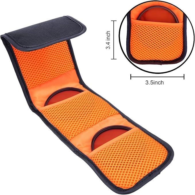 3 Pocket Camera Lens Filter Carry Case Bag Pouch for Filters 25 mm to 77 mm