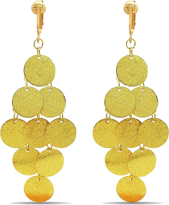 Aloha Earrings Gold Tone Non Pierced Clip On Dangling Earrings