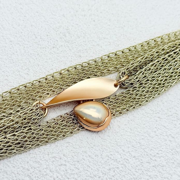Gold Bracelet for Women Multi Chain Mesh Bracelet Wisted Orb Circle Disc Mesh Wrap bracelet for Women Statement Jewelry