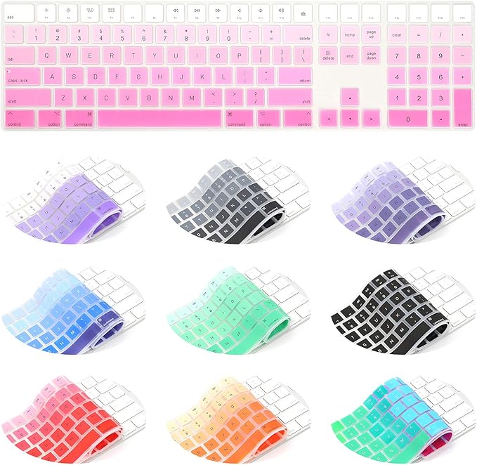 Allinside Ombre Pink Cover for Apple iMac Magic Wireless Keyboard with Numeric Keypad MQ052LL/A A1843 US Layout