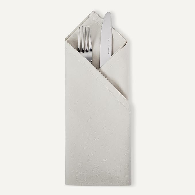 Amazon Basics Reusable Stain and Wrinkle Resistant Cloth Napkins, 12 Pack, 17 x 17 inches, White