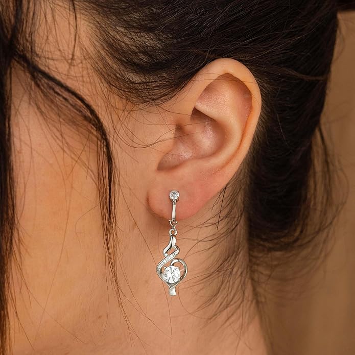 Clip On Earrings Sliver Dangle Earrings for Women Trendy Hanging Drop Earing Hypoallergenic Clip On Earring Birthday Gifts for Women Jewelry