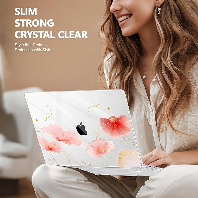 Case for MacBook Pro 13 inch with/Without Touch Bar (2016-2022, M2 A2338 M1 A2289 A2251 A2159 A1989 A1706 A1708), Hard Shell + Keyboard Cover + Dust Plug, Spring Floral