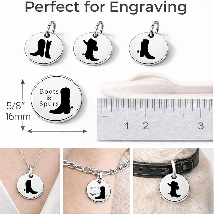 SM Design Western Charm Set of 4 – Stainless Steel Western Charms for Bracelets & Necklaces – Cowgirl, Ranch & Country Style Jewelry Charms – Western Gift for Women & Moms