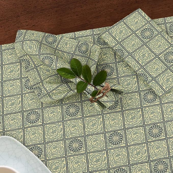 RUVANTI Cloth Napkins Set of 6 Cotton 100%, 18x18 Inches Napkins Cloth Washable, Soft, Absorbent. Cotton Napkins for Parties, Christmas, Thanksgiving, Weddings, Dinner Napkins Cloth - Floral Tiles