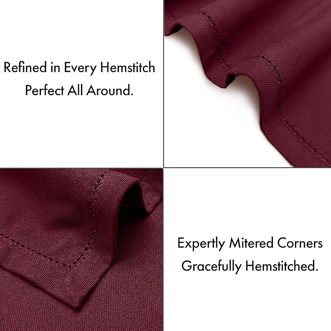 Ruvanti Cloth Napkins - 100% Cotton Dinner Napkins, Hem Stitched Corners, 18x18 Inch, 12 Pack - Soft, Absorbent, Durable, Reusable, Wrinkle Resistant for Formal Dining & Everyday Use - Burgundy