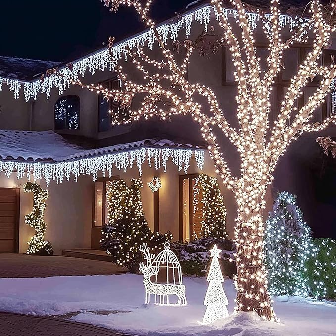 Joomer Mini Christmas String Lights - 19.5FT 100 LED Plug-in String Light, Connectable Waterproof Fairy Lights for Indoor Outdoor Decor, Patio, Home, Garden,Holiday,Christmas Decoration - White