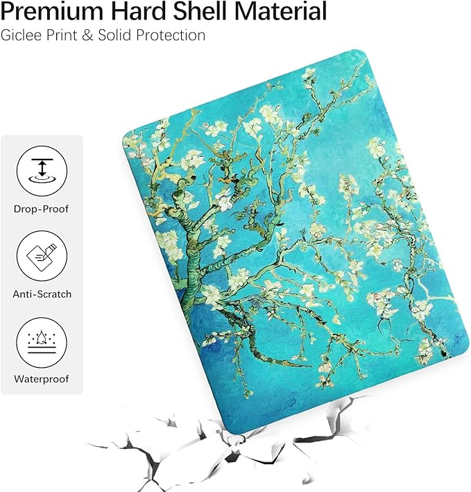 Berkin Arts Compatible with MacBook Air 13 inch Cover, 2022-2018 Release A1932 with Touch ID with Keyboard Cover & Screen Protector Cloisonnism (Almond Blossom by Van Gogh)