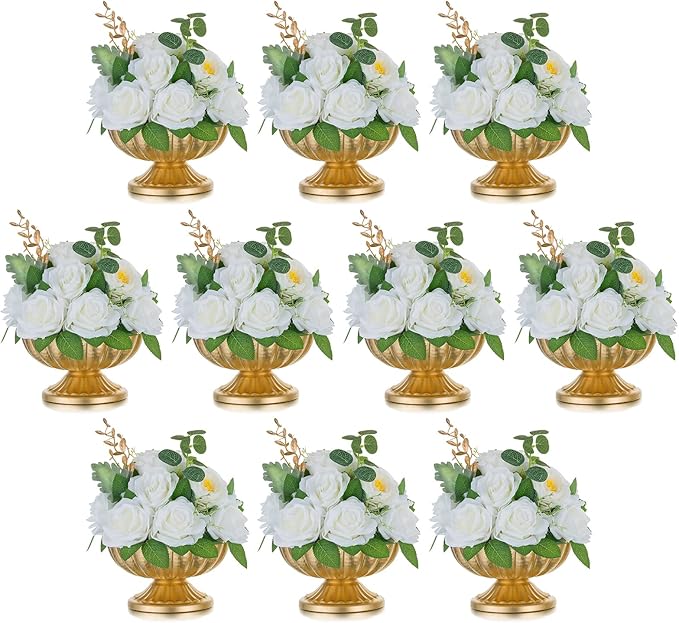 Gold Vase Centerpieces for Table: Gold Flower Vase for Wedding Centerpieces 10 Packs Mini Sized Flower Stand Arrangement Bulk for Party Event Engagement Celebration